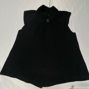August Silk Sweater High Cowl Neck Top Vest Button Up Black Size L